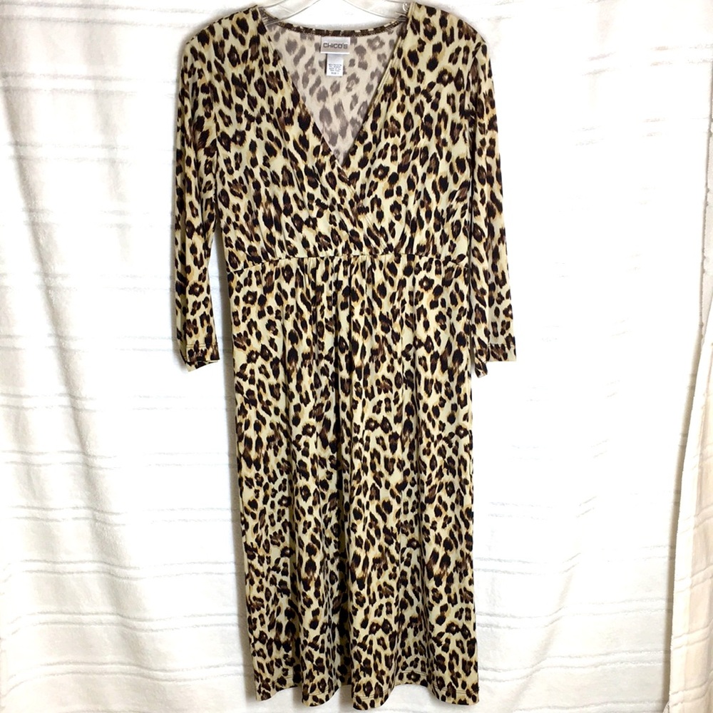 Chico’s 1 dress Leopard print Brown tan black